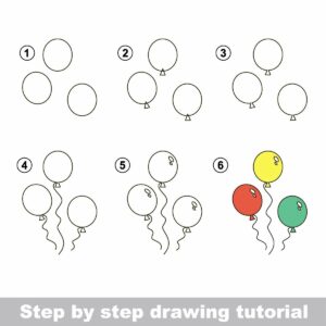 Zeichnen lernen für Kinder mit einer Anleitung für luftballons