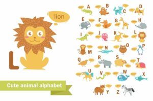 englisches alphabet mit tieren